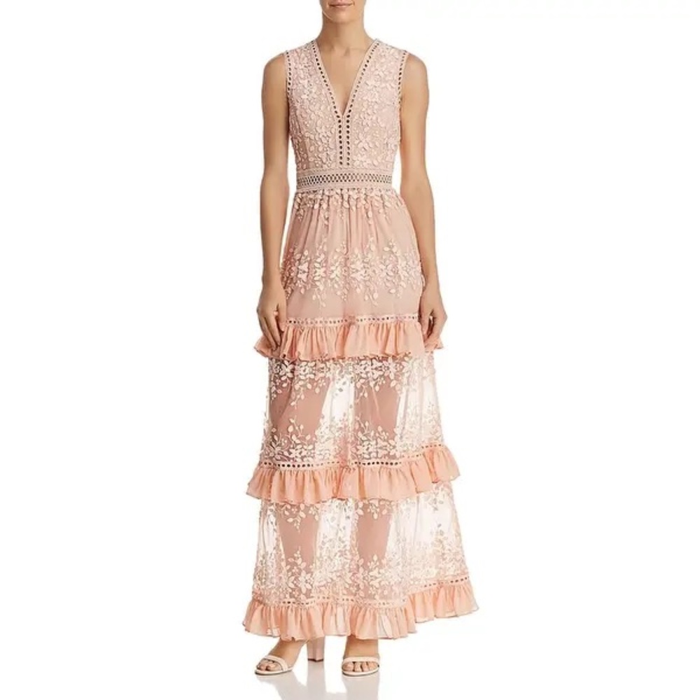 🔵B1G1🟢 Aqua embroidered tiered Maxi dress